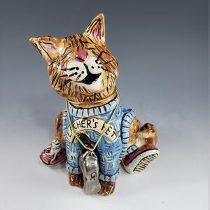 Cat Teachers Pet Desk Pen Holder Blue Sky Clayworks Heather Goldminc Pottery